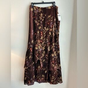Lauren Ralph Lauren Asymmetrical Skirt - Brown and Red Floral